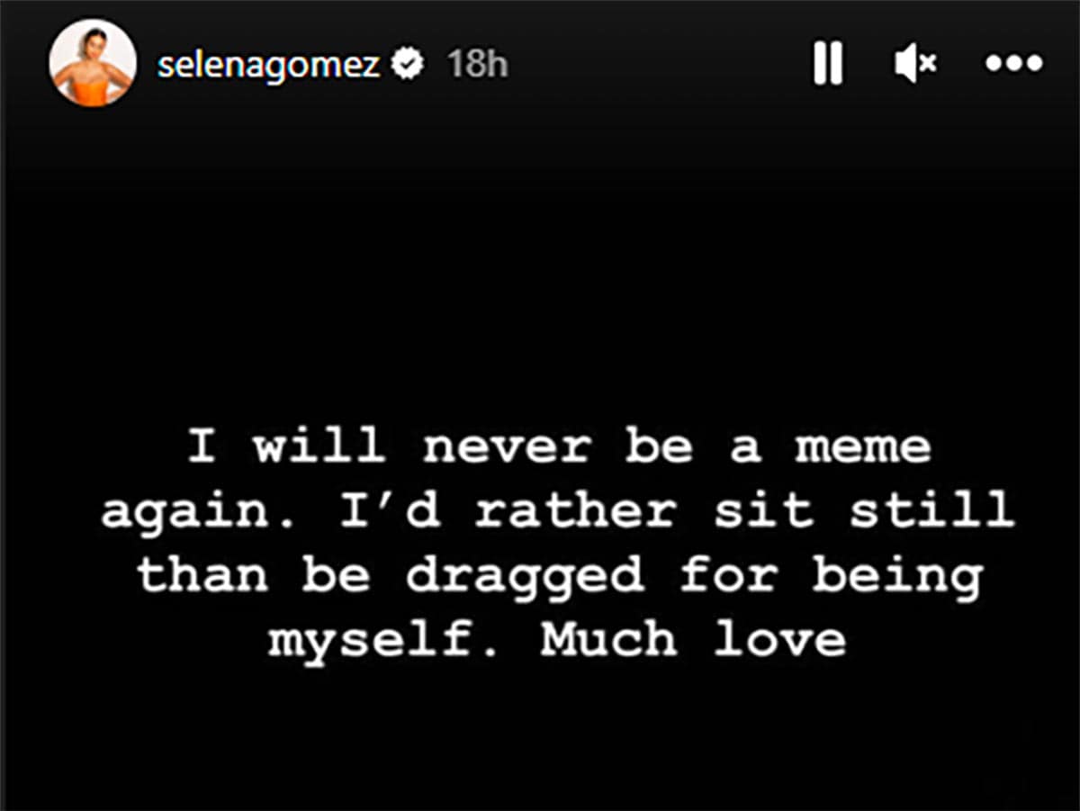 Screenshot of Selena Gomezs Instagram story